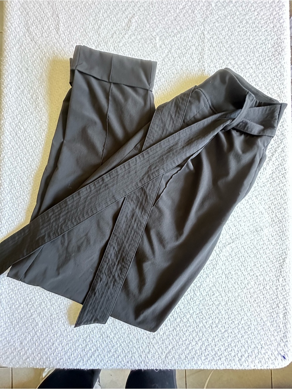 Athleta Dark Gray Tie-Front Wide-Leg Trousers